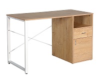 Xtech Sgl Lvl Desk w/Drawer Cabinet beige wood XTF-CD631