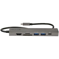 StarTech.com USB C Multiport Adapter, USB-C to 4K 60Hz HDMI 2.0, 100W Power Delivery Pass-through, SD/MicroSD, 2-Port USB 3.0 Hub, GbE, USB Type-C Mini Dock, 12" (30cm) Long Attached Cable - Works w/Thunderbolt 3 (DKT30CHSDPD1) - Docking station