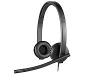 Logitech H570e Wired Headset, Stereo Headphones with Noise-Cancelling Microphone, USB, in-Line Controls with Mute Button, Indicator LED, PC/Mac/Laptop - Black - Auricular