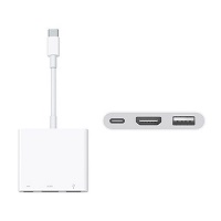 Apple Digital AV Multiport Adapter - Adaptador de vídeo - USB-C macho a USB, HDMI, USB-C (solo alimentación) hembra