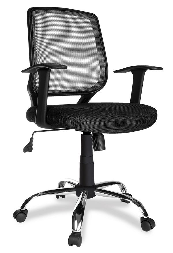 Xtech Chair exec Ginebra black w/arm chrome base XTF-OC409